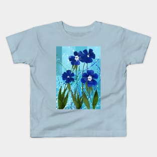 Blue Flowers Abstract Kids T-Shirt